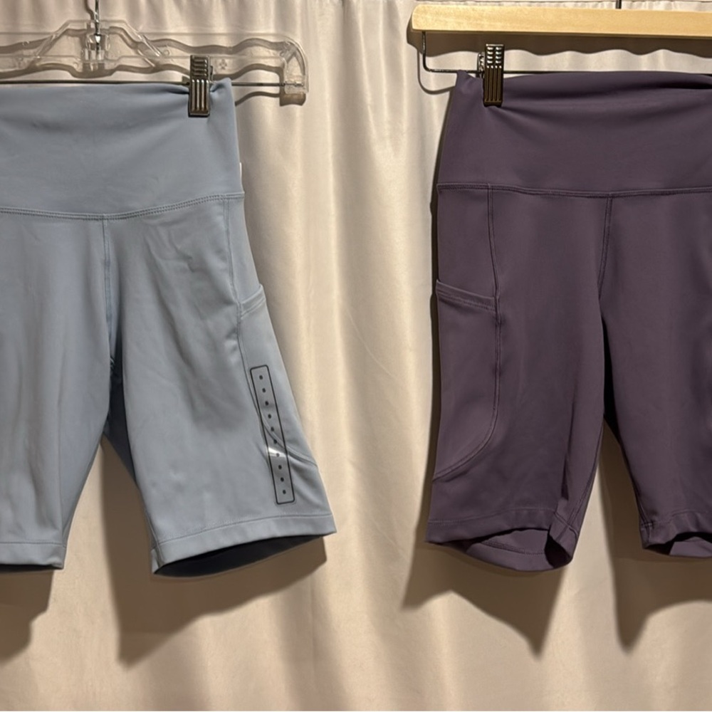 Nike Blue and Purple Bike Shorts High-Rise Performance